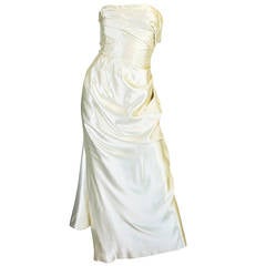 c1959 Maggy Rouf Haute Couture Champagne Silk Gown