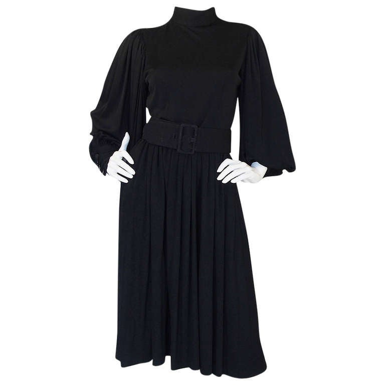 1960s Norman Norell Balloon Sleeve Jersey Dress For Sale