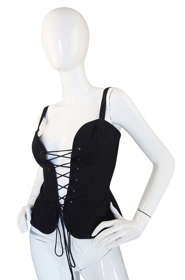 1970s Yves Saint Laurent Black Corset Top In Excellent Condition In Rockwood, ON