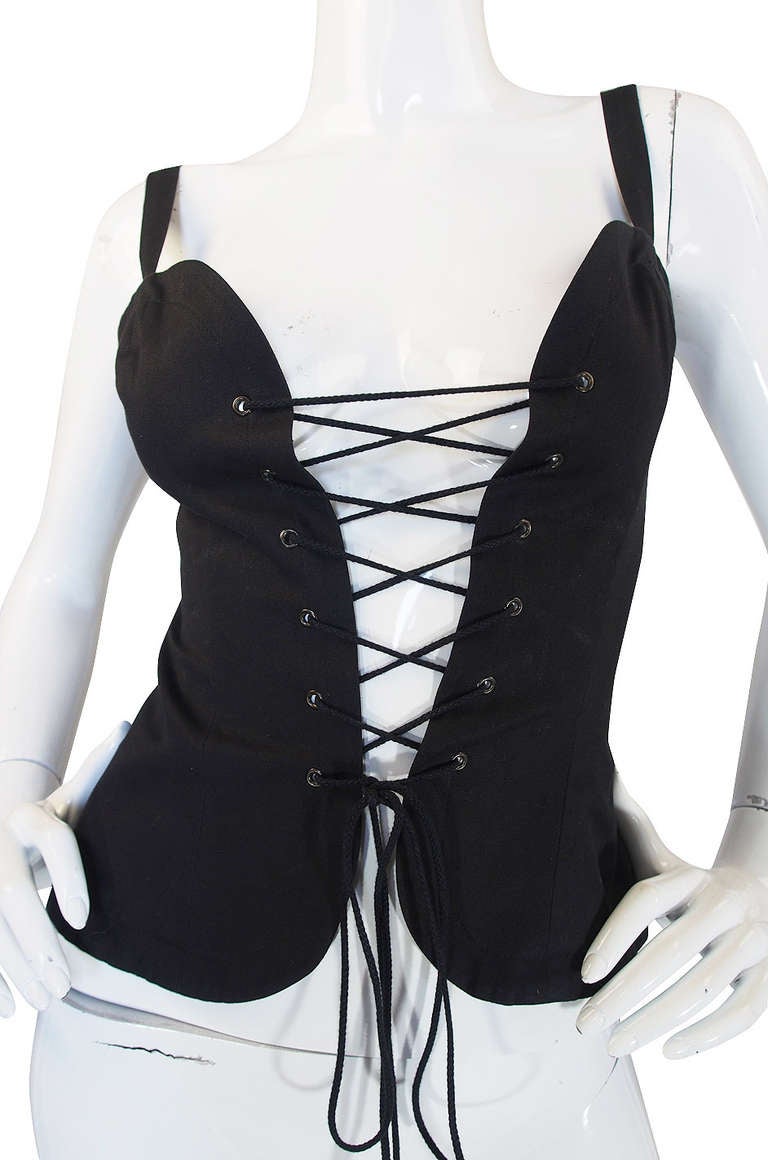 Women's 1970s Yves Saint Laurent Black Corset Top