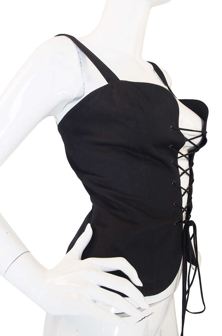 1970s Yves Saint Laurent Black Corset Top 1