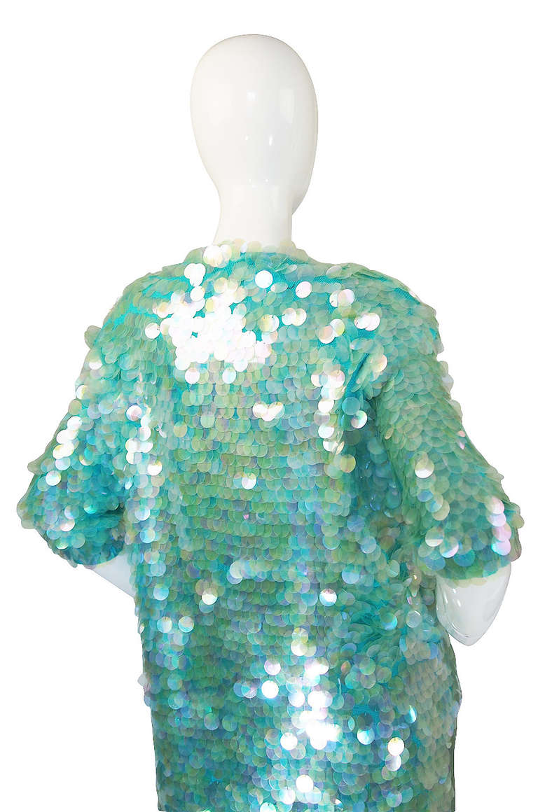 1980s Norma Kamali Paillette Cardigan Dress For Sale 1