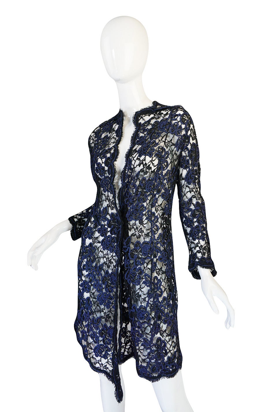 Women's 1960s Blue Cord & Black Net Geoffrey Beene Evening Jacket