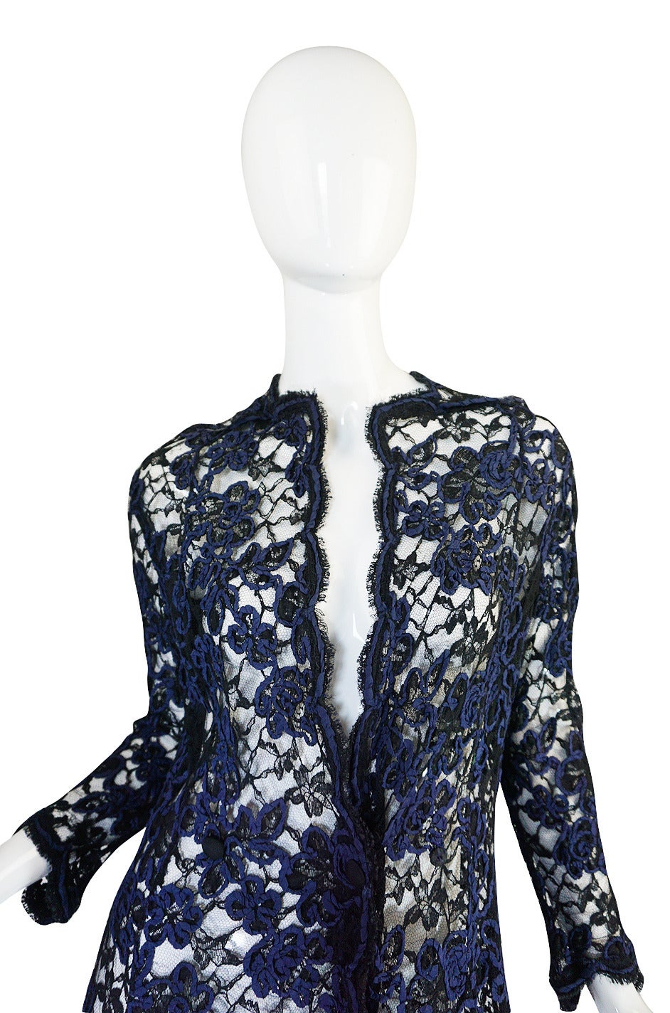 1960s Blue Cord & Black Net Geoffrey Beene Evening Jacket 3