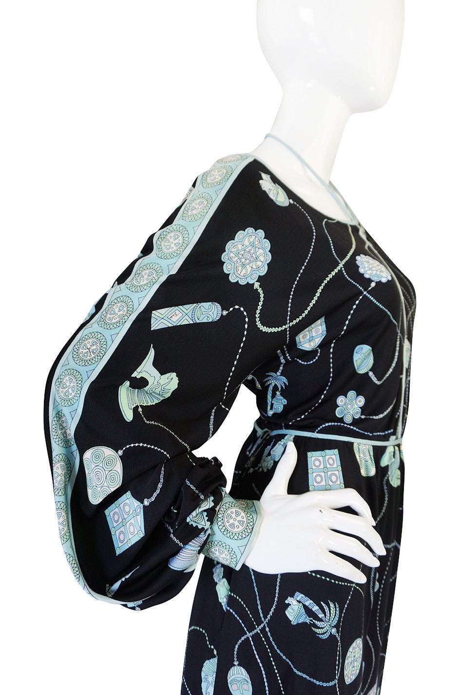 1960s Black & Soft Turquoise Silk Jersey Pucci Dress 3