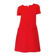 1980s Red Seamed Courreges Shift Dress