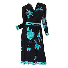 Vintage 1970s Leonard Paris Printed Silk Jersey Dress
