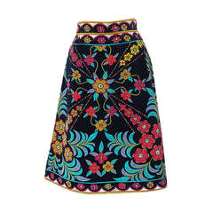 Vintage 1960s Multi Color Emilio Pucci Velvet Skirt