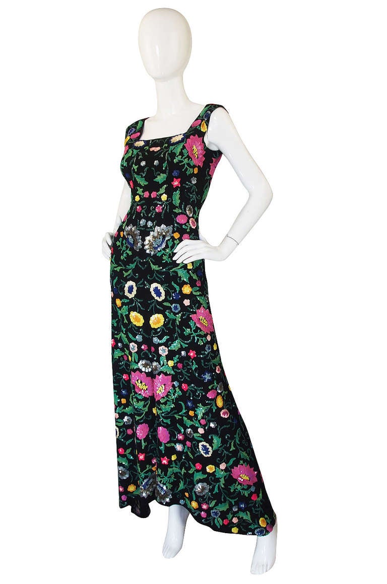 Spectacular Late 1920s, Early 30s Floral Sequin Gown at 1stDibs