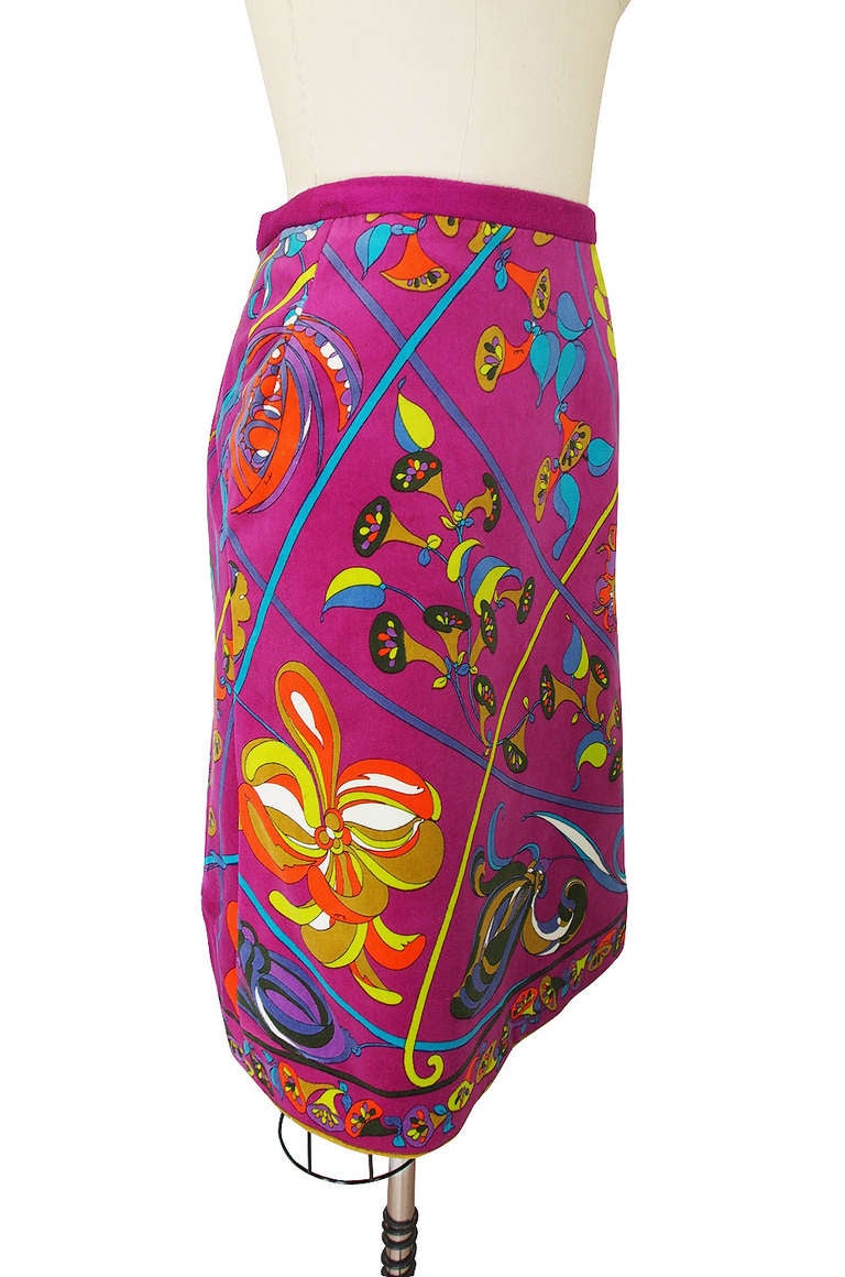 Women's 1960s Vibrant Emilio Pucci Velvet Skirt For Sale