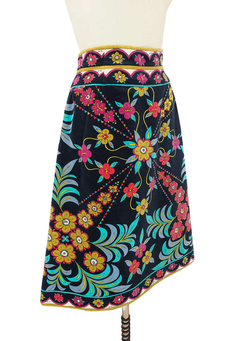 Women's 1960s Multi Color Emilio Pucci Velvet Skirt