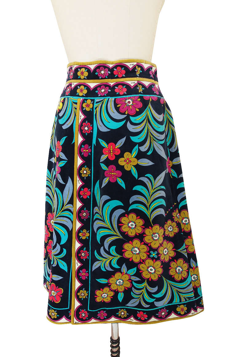 1960s Multi Color Emilio Pucci Velvet Skirt 1