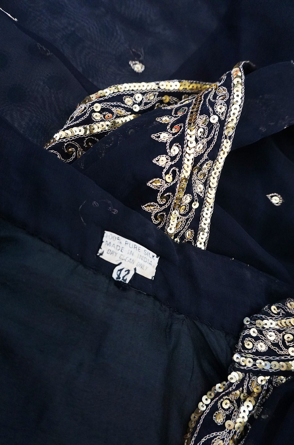 1960s Silk Chiffon and Gold Thread and 