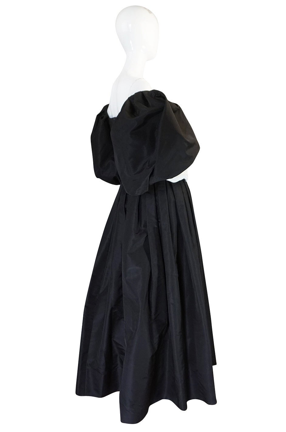 1960s Dramatic Black Silk Taffeta Pauline Trigere Gown 1