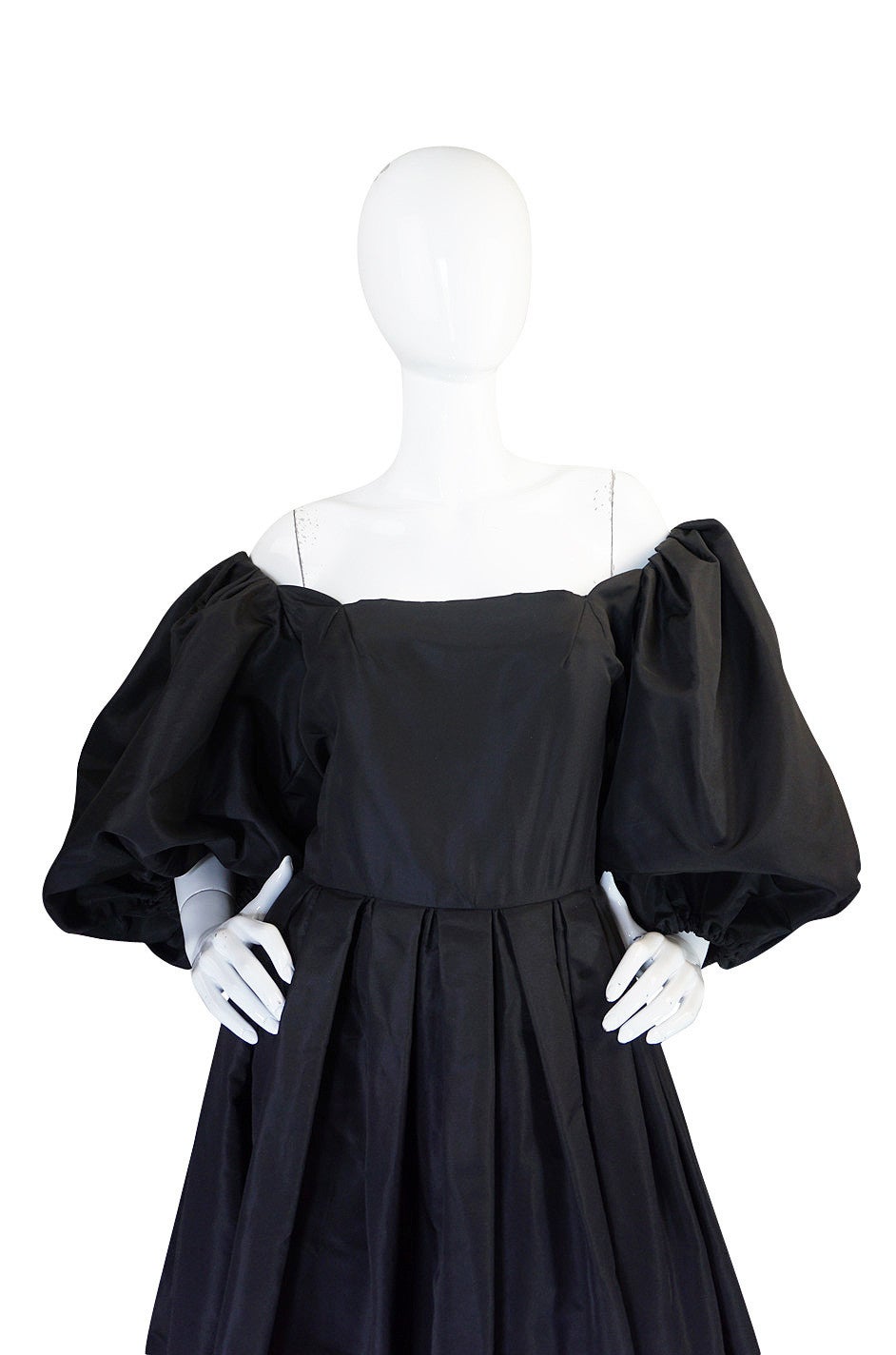 1960s Dramatic Black Silk Taffeta Pauline Trigere Gown 3