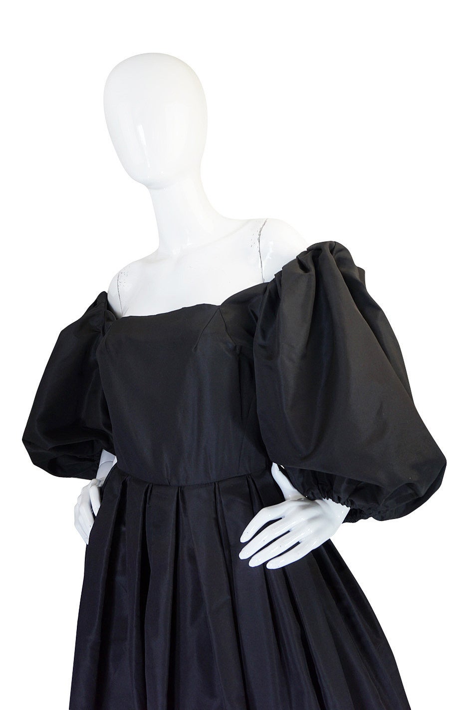 1960s Dramatic Black Silk Taffeta Pauline Trigere Gown In Excellent Condition In Rockwood, ON