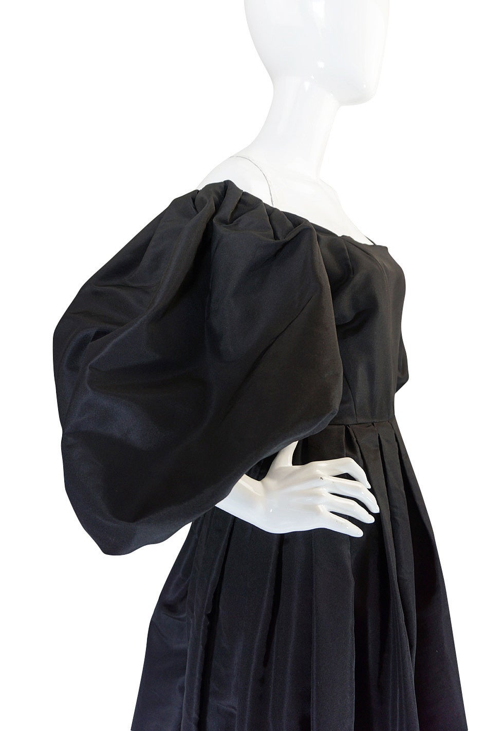 1960s Dramatic Black Silk Taffeta Pauline Trigere Gown 2