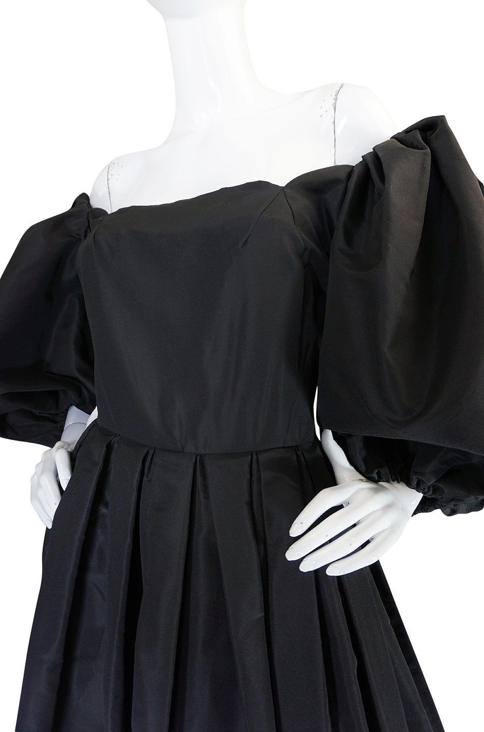 1960s Dramatic Black Silk Taffeta Pauline Trigere Gown 4