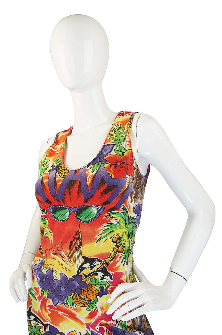Women's Rare 1990s Versace Couture Miami T Shirt Dress