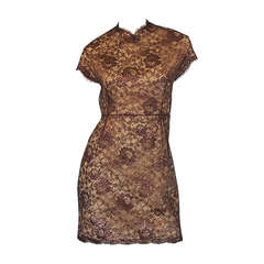 1980s Fine Geoffrey Beene Iridescent Lace Dress