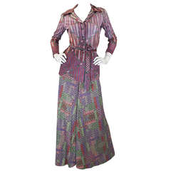 Retro 1972 Missoni Metallic Three Pieces Pantsuit Set