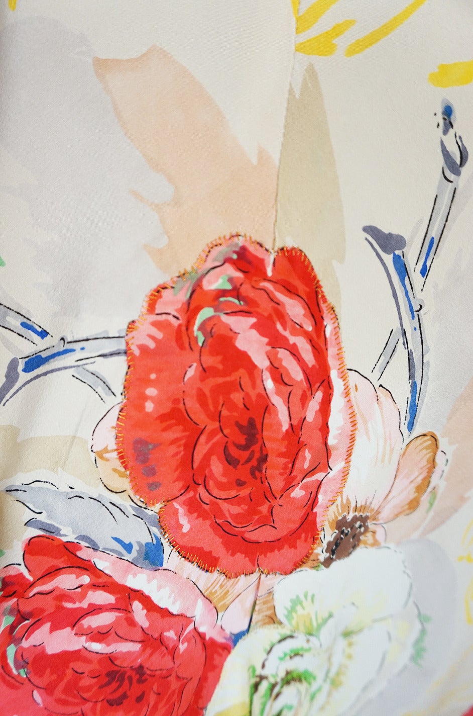 1930s Bias Cut Beautiful Floral Print Silk Flapper Gown 4