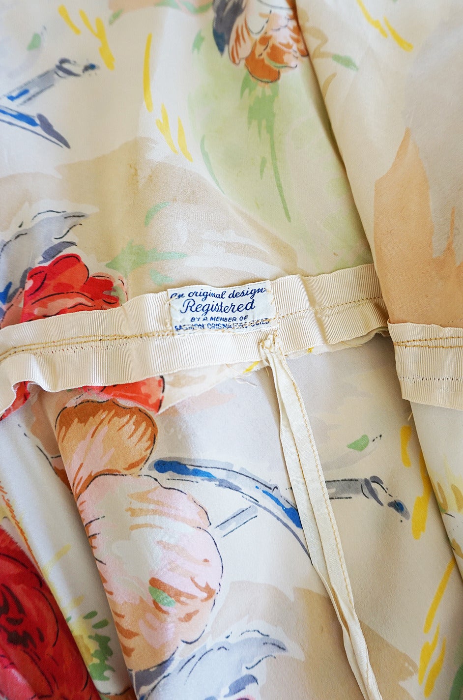 1930s Bias Cut Beautiful Floral Print Silk Flapper Gown 5