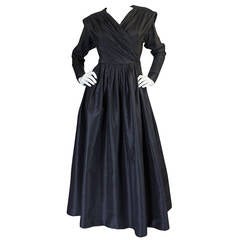 Exceptional 1970s Yves Saint Laurent Black Silk Dress 3