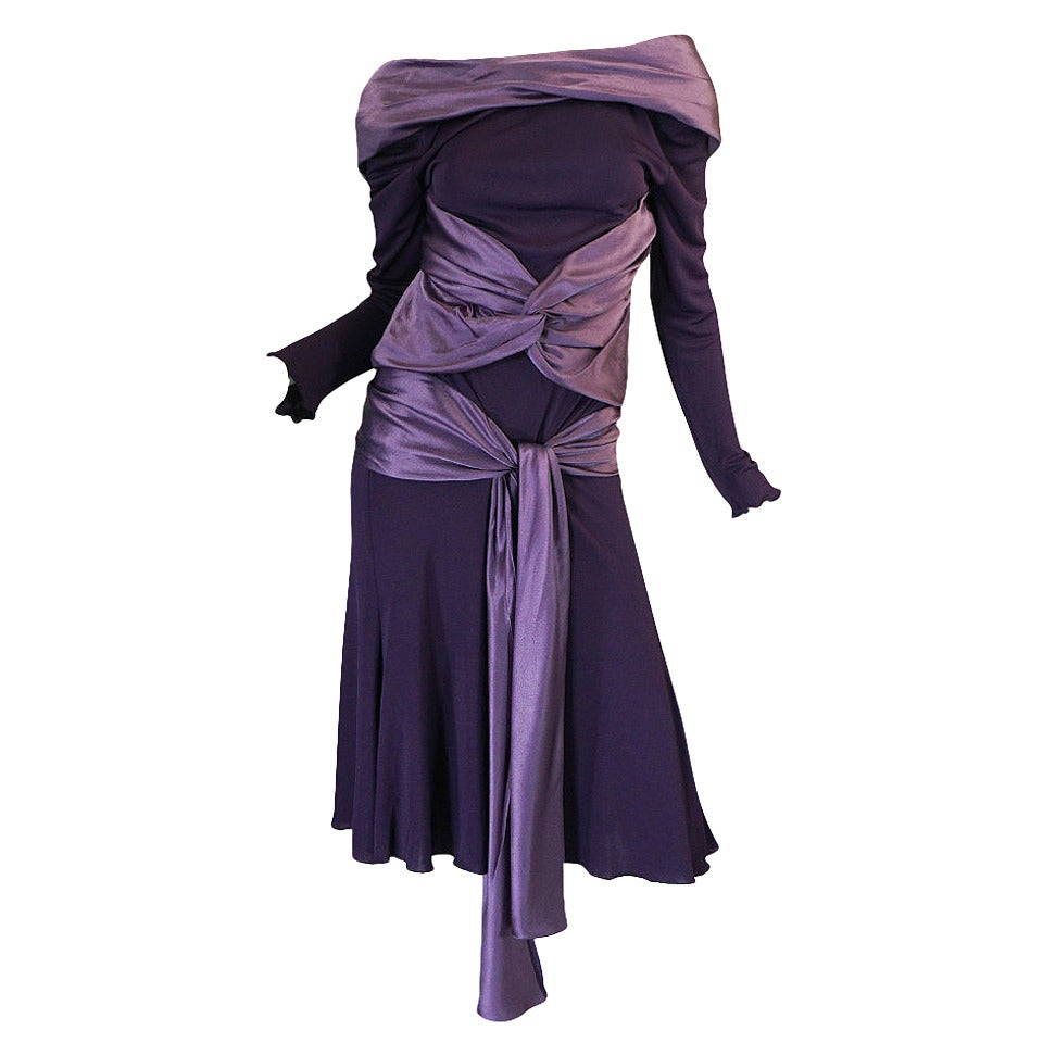 2004 F/W Alexander McQueen Purple Tie Runway Dress