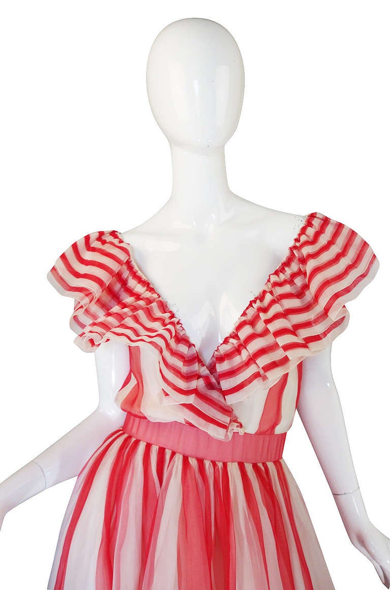 Women's 1979 Documented Christian Dior Striped Silk Gown