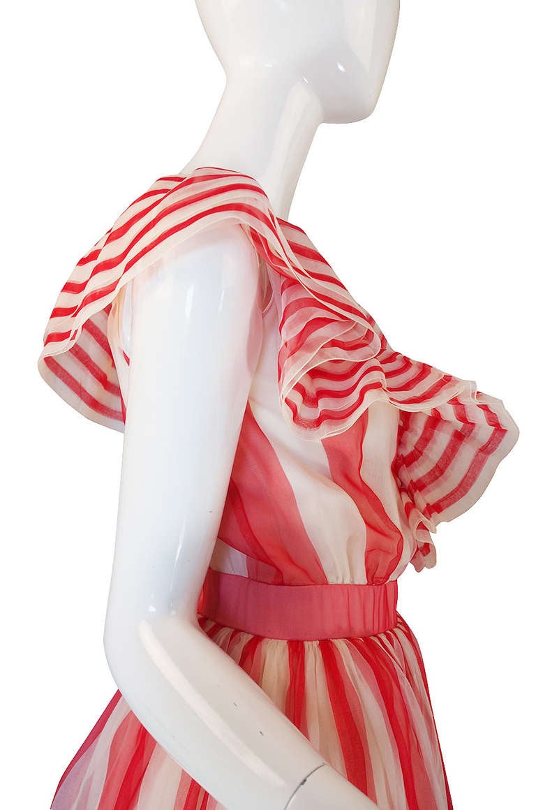 1979 Documented Christian Dior Striped Silk Gown 2