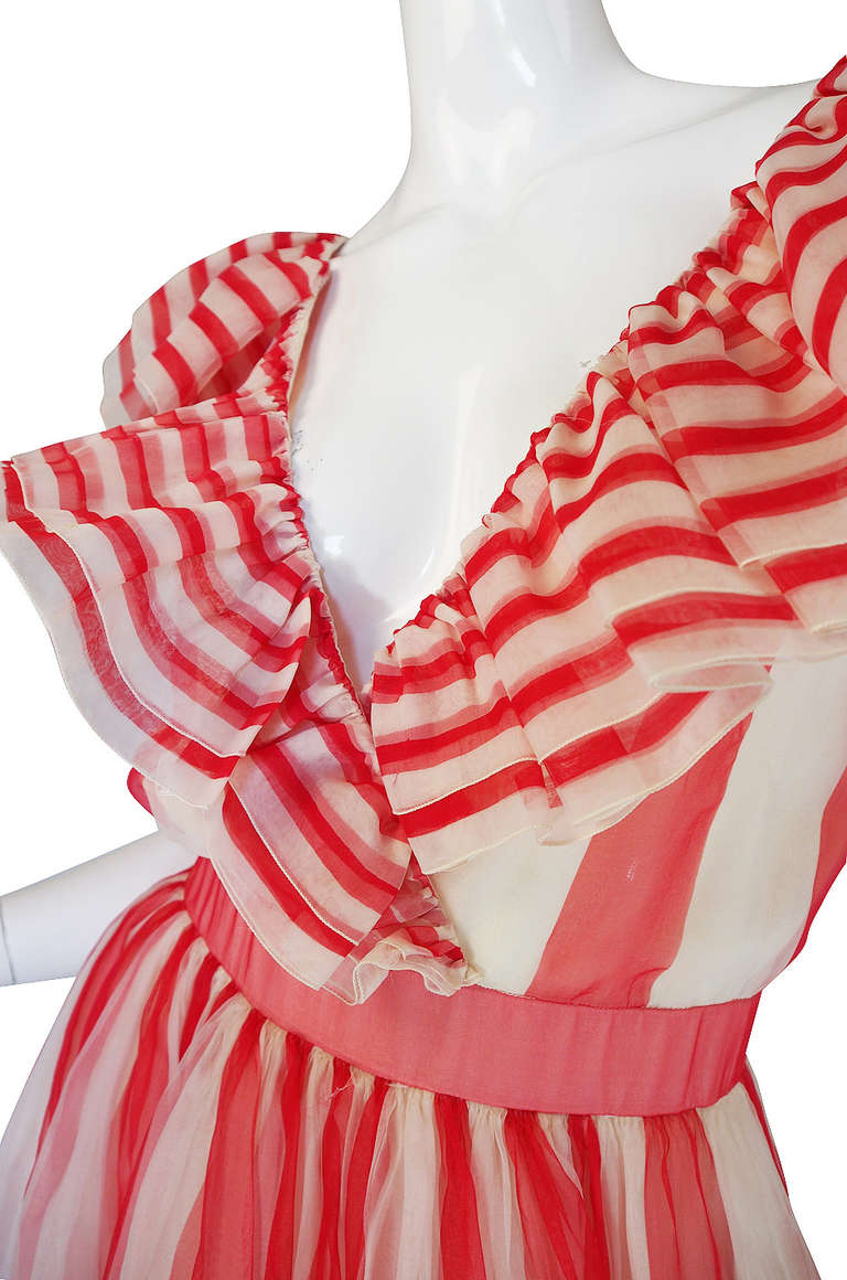 1979 Documented Christian Dior Striped Silk Gown 3