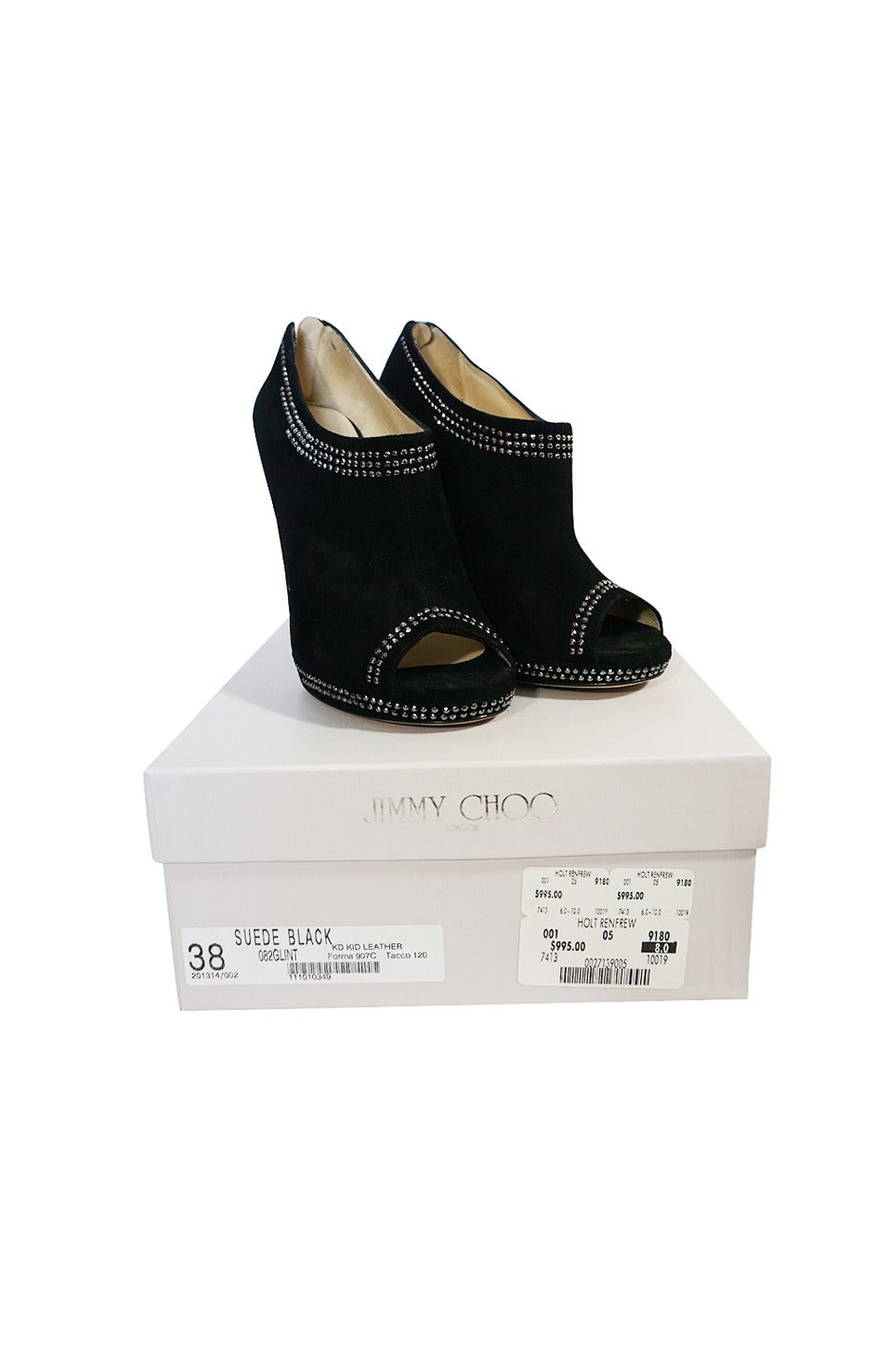 NIB Jimmy Choo Suede & Crystal Ankle Boot Booties In Excellent Condition In Rockwood, ON