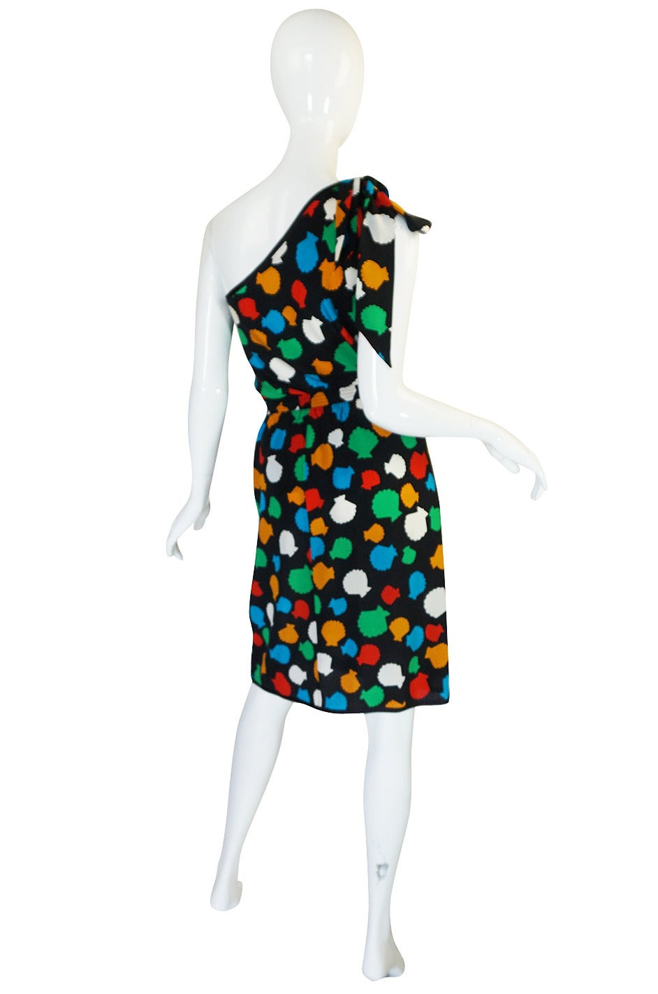 Women's 1970s One Shoulder Yves Saint Laurent Silk Dress Set