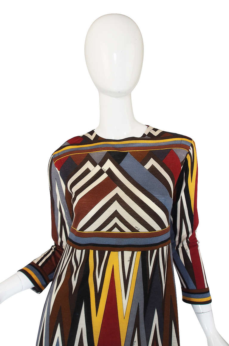 1960s Emilio Pucci Fine Silk & Cashmere Dress In Excellent Condition In Rockwood, ON