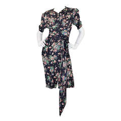 1940s Spectacular "Gloria" Silk Crepe Swing Dress
