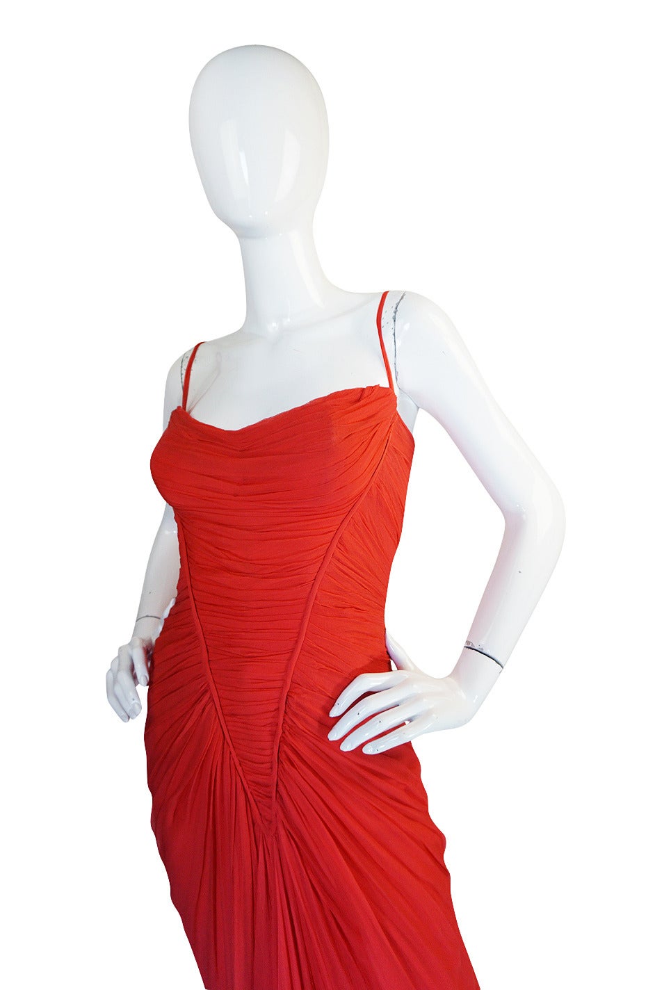 c1959 Haute Couture Maggy Rouf Red Draped Gown For Sale at 1stdibs