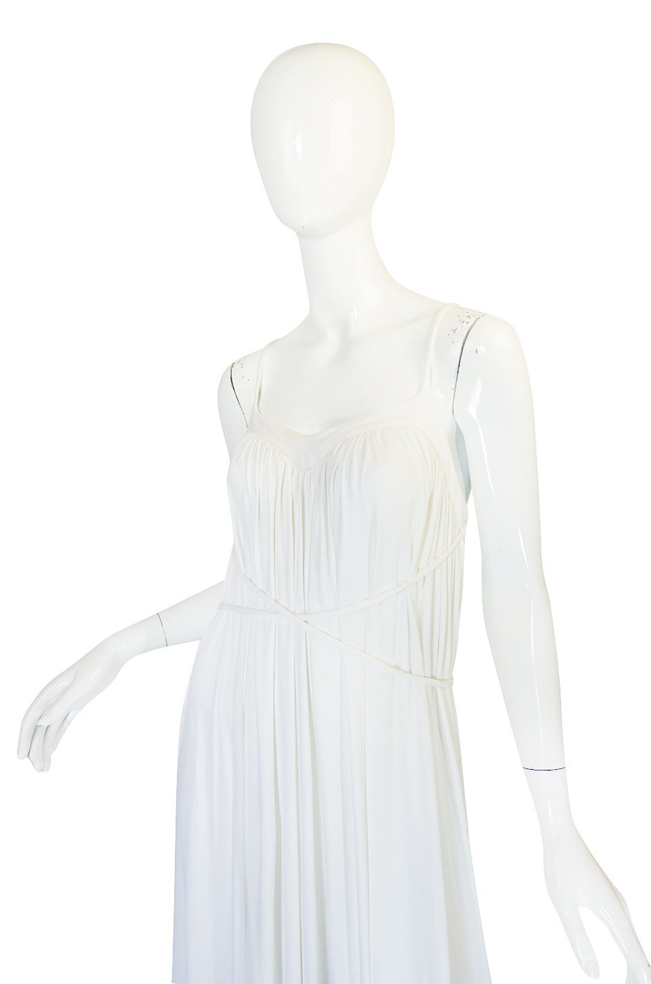 Gray 1970s Ossie Clark Attr Quorum White Jersey Dress