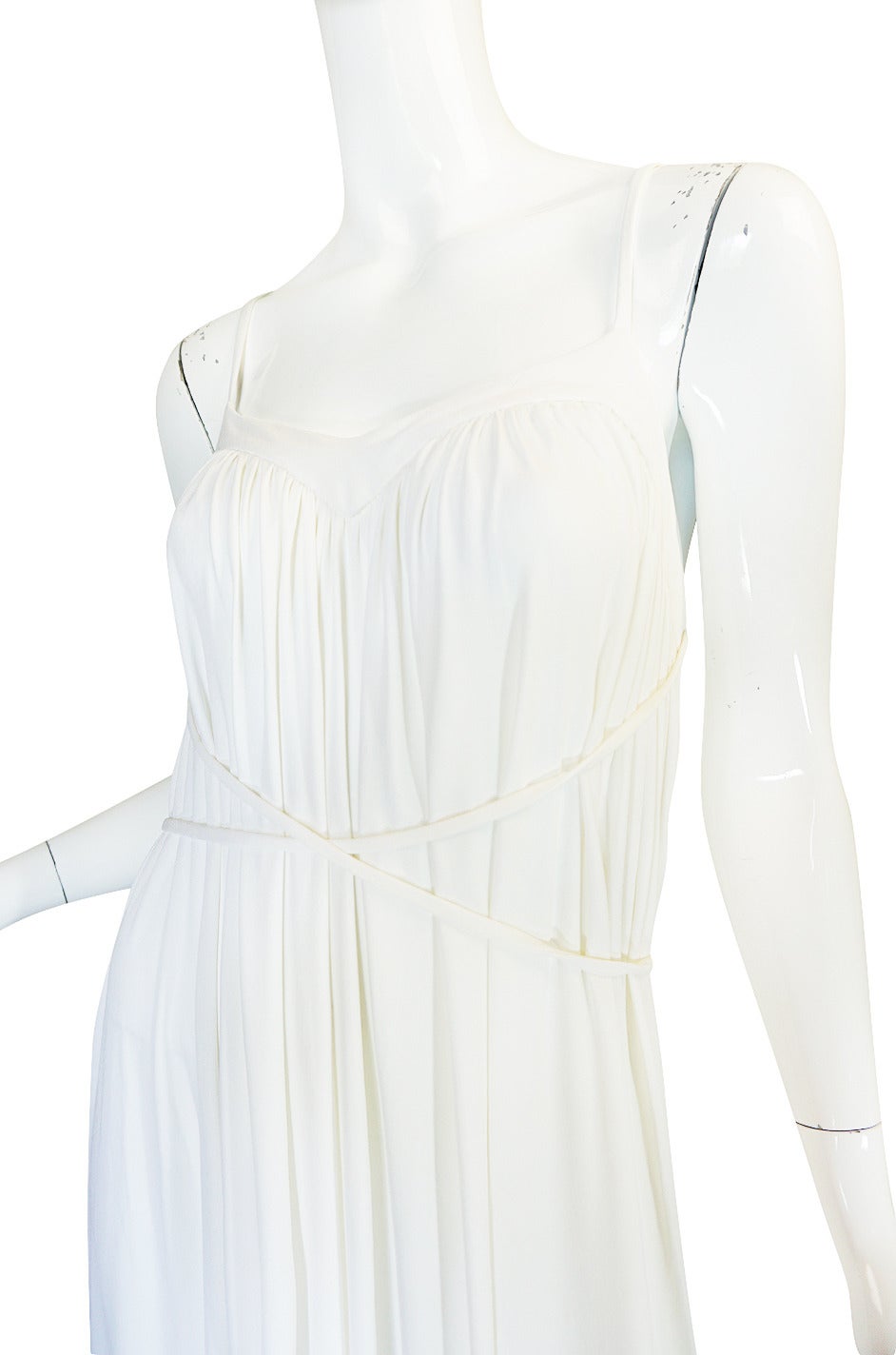 1970s Ossie Clark Attr Quorum White Jersey Dress 1