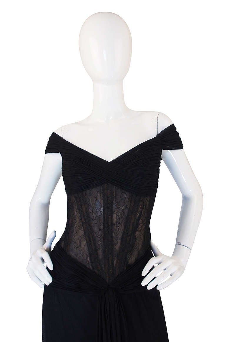 1980s Silk Net Vicky Tiel Couture Corset Gown In Excellent Condition For Sale In Rockwood, ON