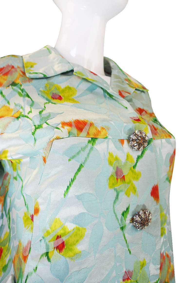 1960s Wonderful Kiki Hart Silk Brocade Coat 2