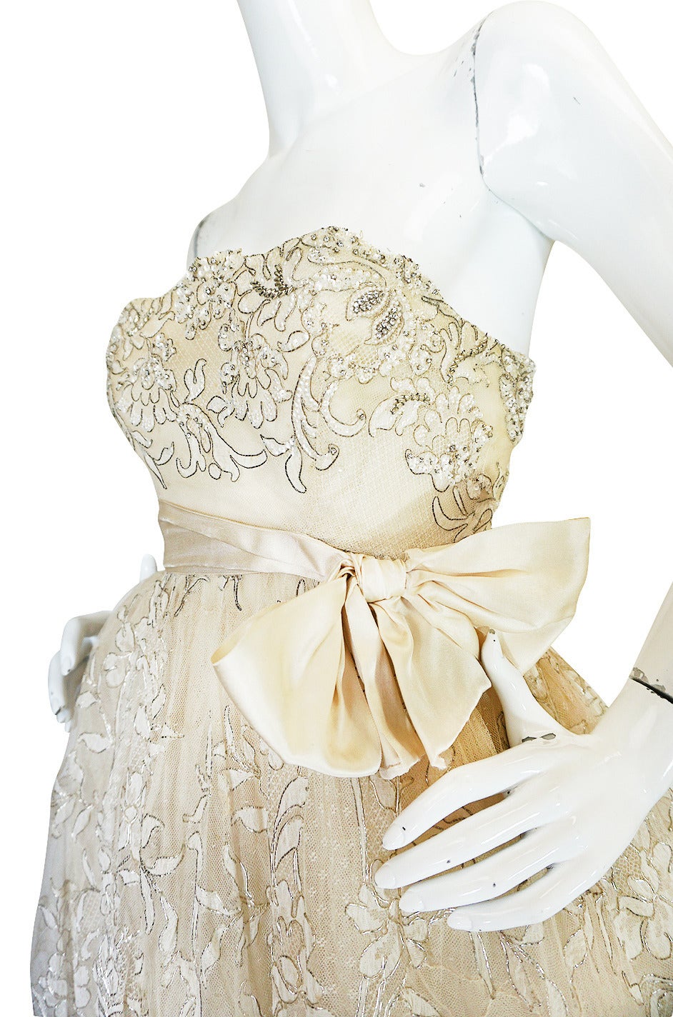 Women's Exceptional S/S 1959 YSL for Christian Dior Haute Couture Dress For Sale