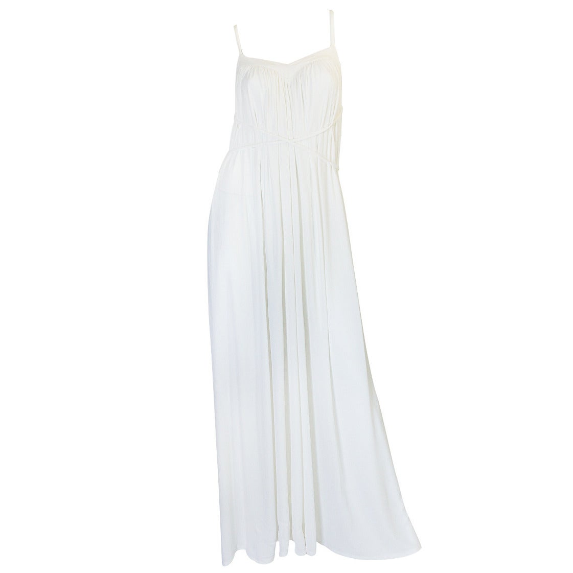 1970s Ossie Clark Attr Quorum White Jersey Dress