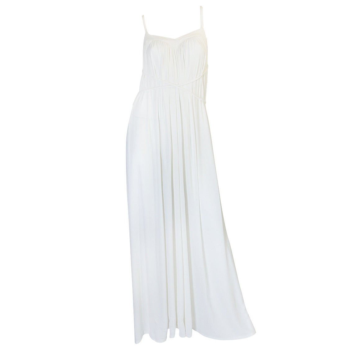 1970s Ossie Clark Attr Quorum White Jersey Dress