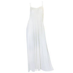 Vintage 1970s Ossie Clark Attr Quorum White Jersey Dress