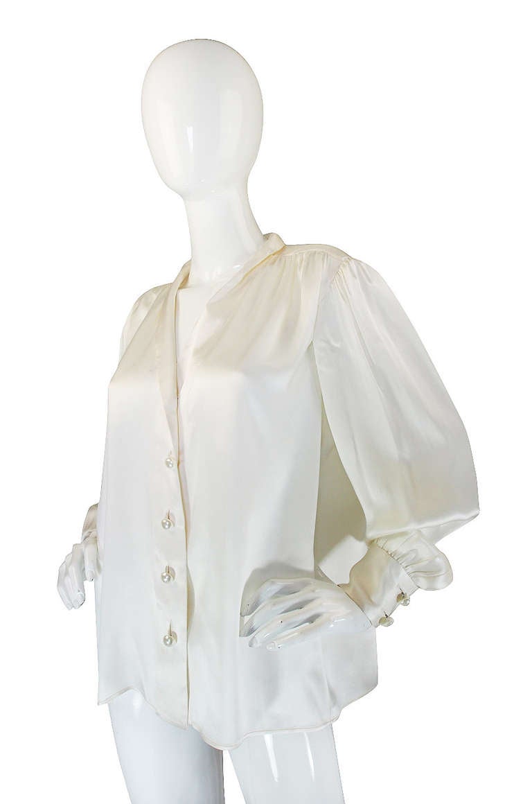 1970s Pearl & Silk Yves Saint Laurent Top In Excellent Condition In Rockwood, ON