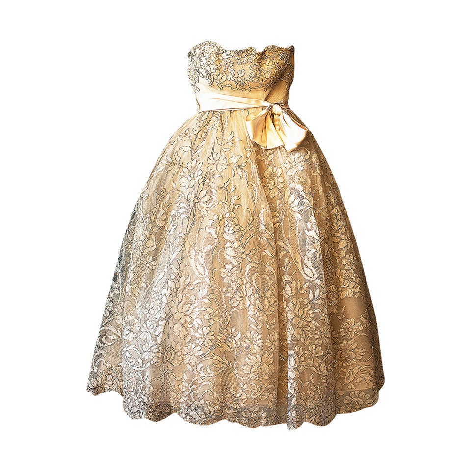 Exceptional S/S 1959 YSL for Christian Dior Haute Couture Dress For Sale