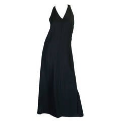 1970s Rare and Chic Hermes Black Linen Wrap Dress 1