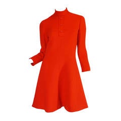 Vintage 1960s Miss Dior Chic Bright Red Mod Dress