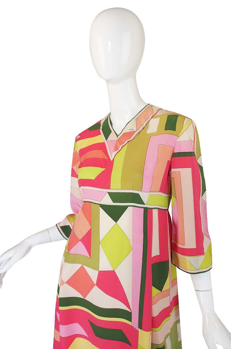 Women's 1960s Citrus Silk Emilio Pucci Shift Dress For Sale